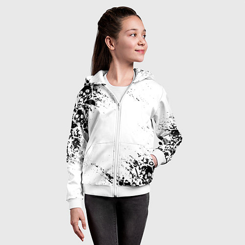 Детская толстовка на молнии БЕЛЫЕ ЧЕРЕПА / 3D-Белый – фото 4