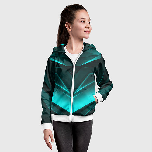 Детская толстовка на молнии NEON GEOMETRY STRIPES / 3D-Белый – фото 4