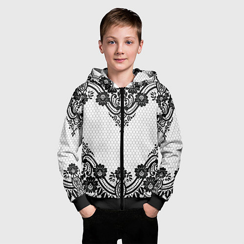 Детская толстовка на молнии Кружева / 3D-Черный – фото 3