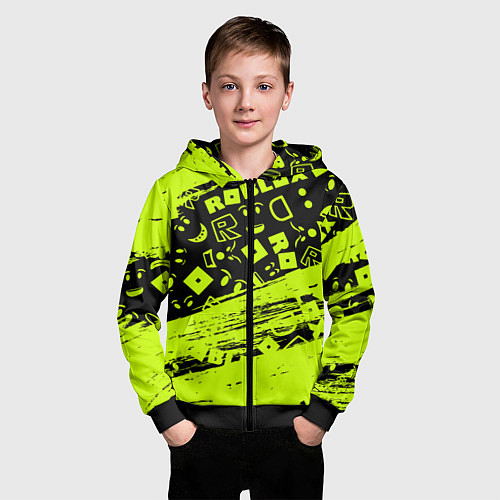 Детская толстовка на молнии Roblox / 3D-Черный – фото 3