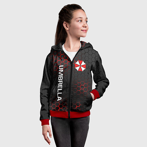 Детская толстовка на молнии UMBRELLA CORP / 3D-Красный – фото 4