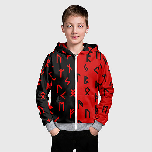 Детская толстовка на молнии РУНЫ / 3D-Меланж – фото 3