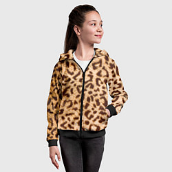 Толстовка на молнии детская Леопард, цвет: 3D-черный — фото 2