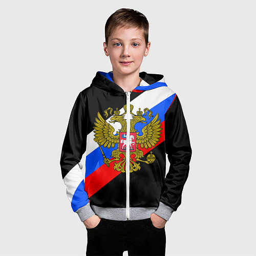 Детская толстовка на молнии РОССИЯ / 3D-Меланж – фото 3