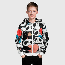 Толстовка на молнии детская Панды, цвет: 3D-белый — фото 2