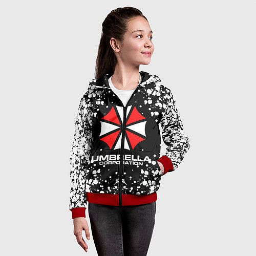 Детская толстовка на молнии Umbrella Corporation / 3D-Красный – фото 4
