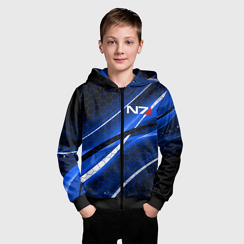 Детская толстовка на молнии MASS EFFECT N7 / 3D-Черный – фото 3