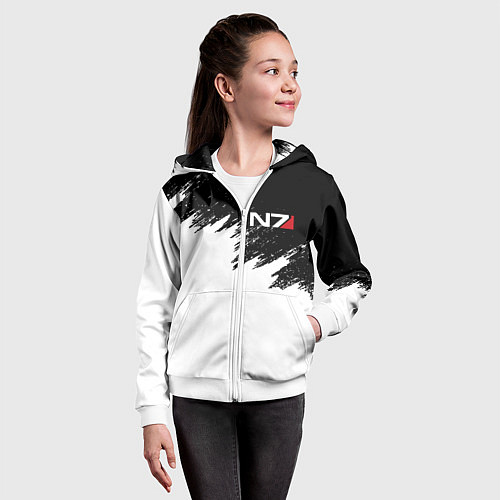 Детская толстовка на молнии MASS EFFECT N7 / 3D-Белый – фото 4
