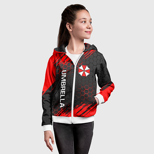 Детская толстовка на молнии UMBRELLA CORP / 3D-Белый – фото 4