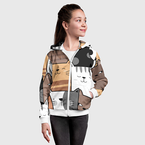 Детская толстовка на молнии Котейки / 3D-Белый – фото 4
