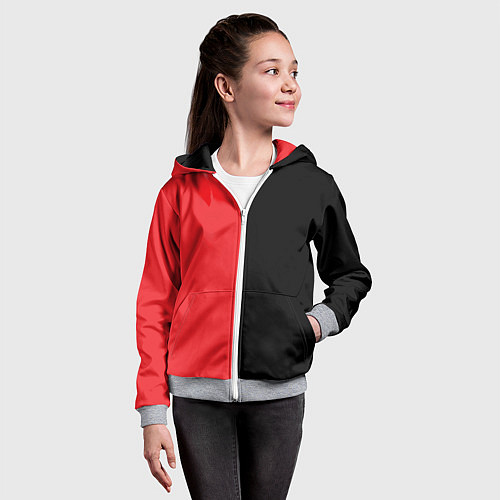 Детская толстовка на молнии BLACK RED / 3D-Меланж – фото 4