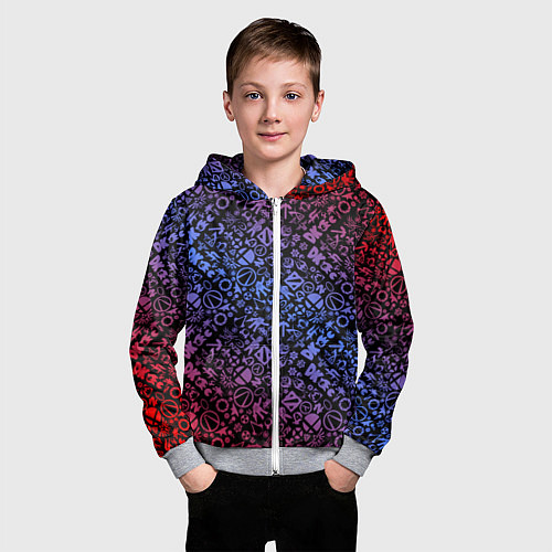 Детская толстовка на молнии Игровые бренды / 3D-Меланж – фото 3
