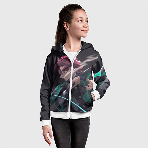 Детская толстовка на молнии KIMETSU NO YAIBA / 3D-Белый – фото 4