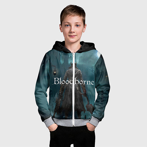 Детская толстовка на молнии Bloodborne / 3D-Меланж – фото 3