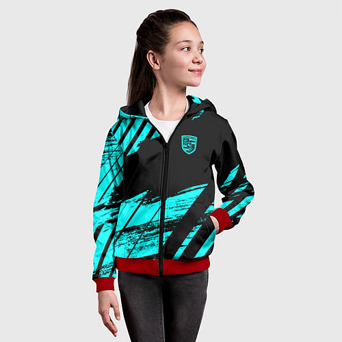 Детская толстовка на молнии Porsche / 3D-Красный – фото 4