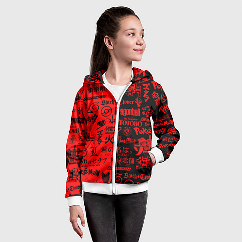 Детская толстовка на молнии ЛОГОТИПЫ АНИМЕ / 3D-Белый – фото 4