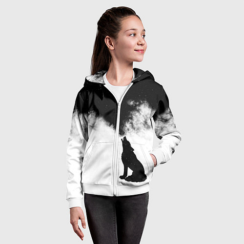 Детская толстовка на молнии Galaxy wolf / 3D-Белый – фото 4