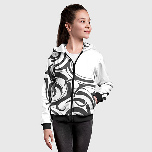 Детская толстовка на молнии Узоры / 3D-Черный – фото 4