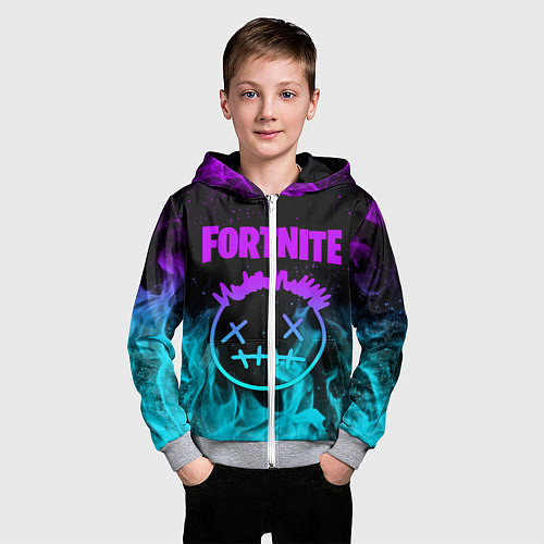 Детская толстовка на молнии FORTNITE X TRAVIS SCOTT / 3D-Меланж – фото 3