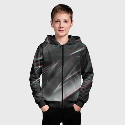 Детская толстовка на молнии GEOMETRY STRIPES GLITCH / 3D-Черный – фото 3