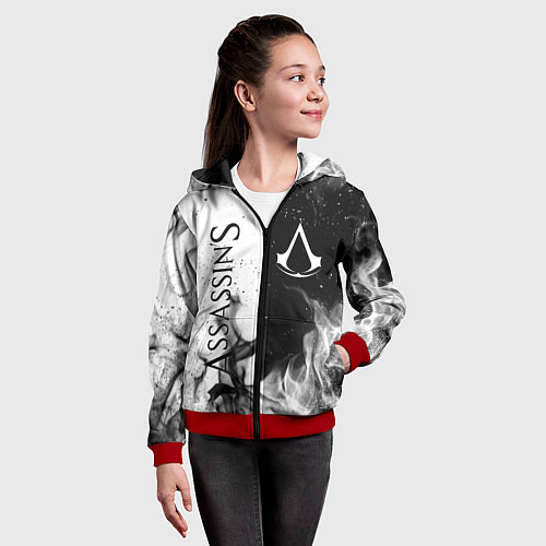 Детская толстовка на молнии ASSASSINS CREED / 3D-Красный – фото 4