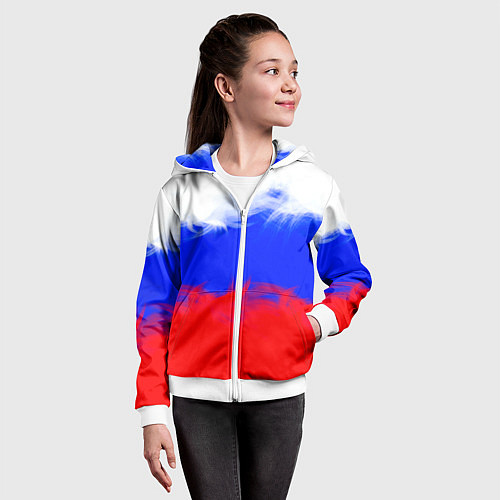Детская толстовка на молнии Россия / 3D-Белый – фото 4