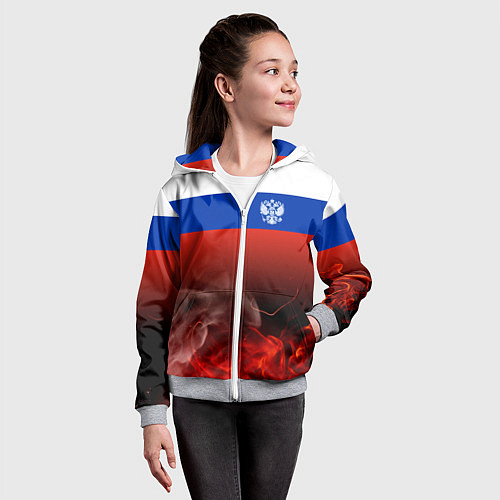 Детская толстовка на молнии Россия огонь / 3D-Меланж – фото 4