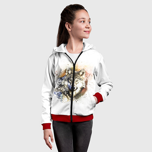 Детская толстовка на молнии Wolf / 3D-Красный – фото 4