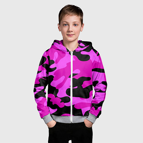 Детская толстовка на молнии Цветной камуфляж / 3D-Меланж – фото 3