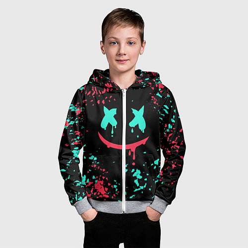 Детская толстовка на молнии Marshmello / 3D-Меланж – фото 3