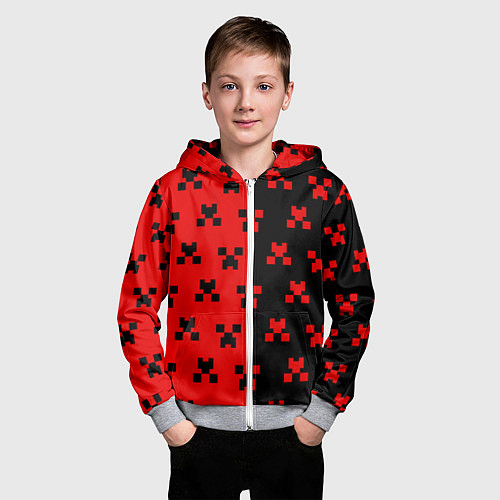 Детская толстовка на молнии MINECRAFT CREEPER / 3D-Меланж – фото 3