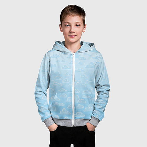 Детская толстовка на молнии Очень светлые голубые облака / 3D-Меланж – фото 3