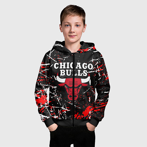 Детская толстовка на молнии CHICAGO BULLS / 3D-Черный – фото 3