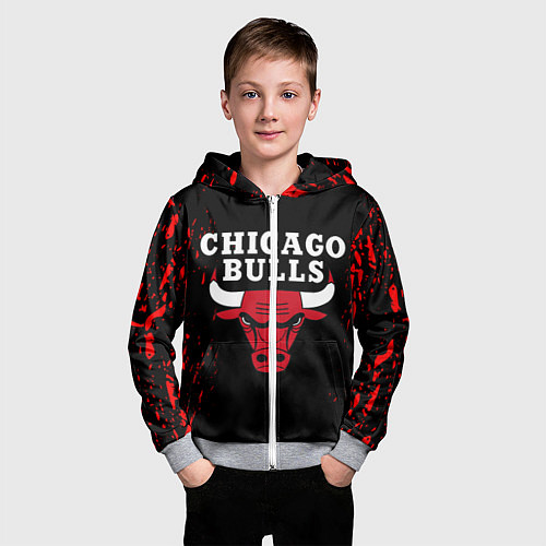 Детская толстовка на молнии CHICAGO BULLS / 3D-Меланж – фото 3