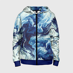 Толстовка на молнии детская Абстракция смешивание разводы, цвет: 3D-синий