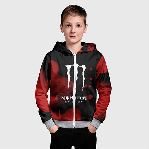 Детская толстовка на молнии MONSTER ENERGY / 3D-Меланж – фото 3