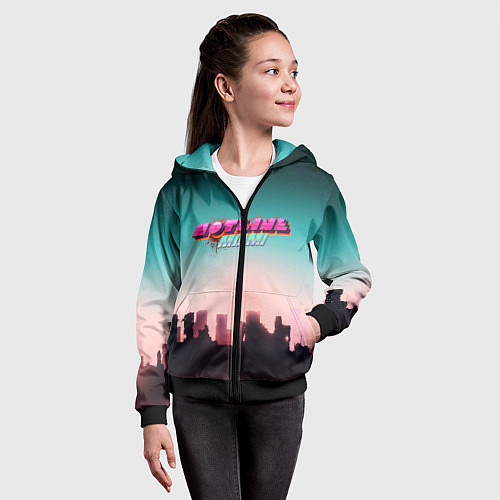 Детская толстовка на молнии HOTLINE MIAMI / 3D-Черный – фото 4