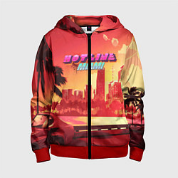 Толстовка на молнии детская HOTLINE MIAMI, цвет: 3D-красный