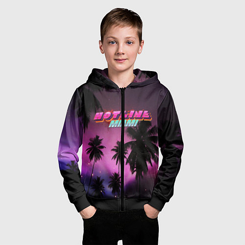 Детская толстовка на молнии HOTLINE MIAMI / 3D-Черный – фото 3