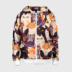 Толстовка на молнии детская КОТИКИ, цвет: 3D-белый