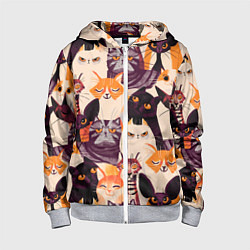 Толстовка на молнии детская КОТИКИ, цвет: 3D-меланж