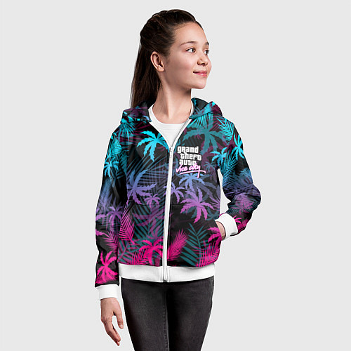 Детская толстовка на молнии GTA VICE CITY / 3D-Белый – фото 4