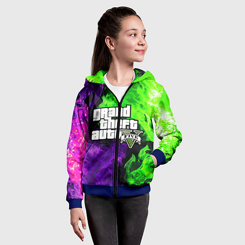 Детская толстовка на молнии GTA 5 / 3D-Синий – фото 4