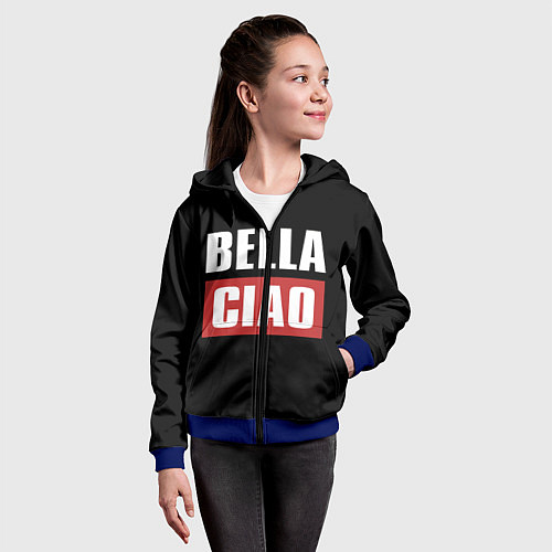 Детская толстовка на молнии Bella Ciao / 3D-Синий – фото 4