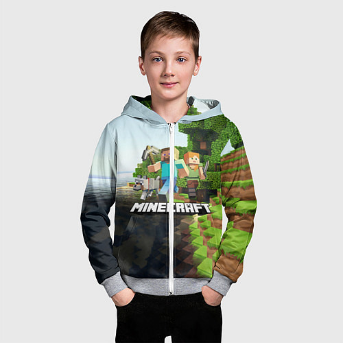 Детская толстовка на молнии Minecraft / 3D-Меланж – фото 3