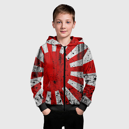 Детская толстовка на молнии ЯПОНСКИЙ ФЛАГ / 3D-Черный – фото 3
