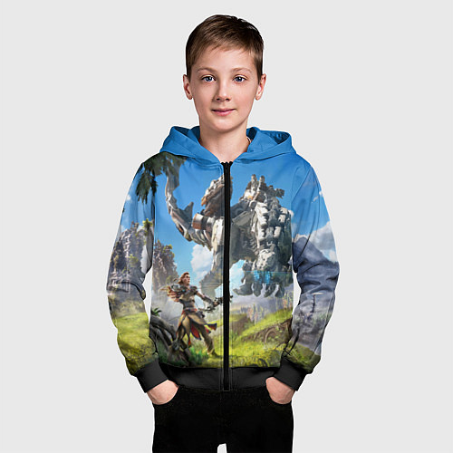 Детская толстовка на молнии HORIZON ZERO DAWN / 3D-Черный – фото 3