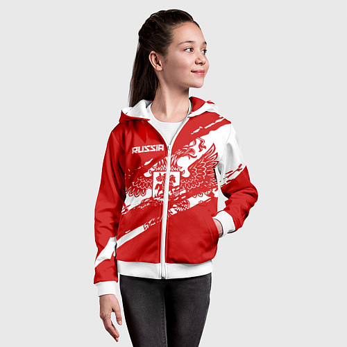 Детская толстовка на молнии Russia / 3D-Белый – фото 4