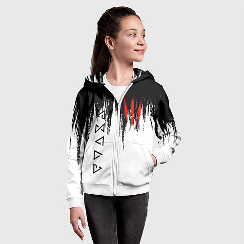 Детская толстовка на молнии The Witcher / 3D-Белый – фото 4
