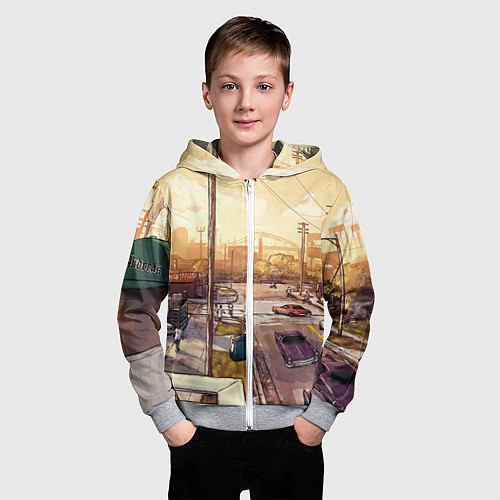 Детская толстовка на молнии GTA San Andreas / 3D-Меланж – фото 3